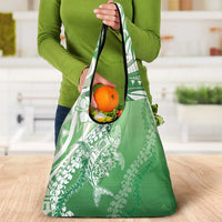 Hawaii Puakenikeni And Maile Lei Grocery Bag Green Polynesian Shark Tattoo DT05 - Polynesian Pride