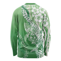 Hawaii Puakenikeni And Maile Lei Long Sleeve Shirt Green Polynesian Shark Tattoo DT05 - Polynesian Pride