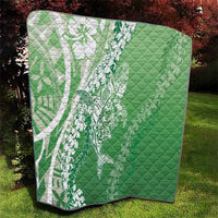 Hawaii Puakenikeni And Maile Lei Quilt Green Polynesian Shark Tattoo DT05