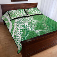 Hawaii Puakenikeni And Maile Lei Quilt Bed Set Green Polynesian Shark Tattoo DT05