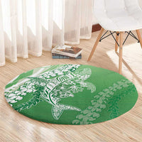 Hawaii Puakenikeni And Maile Lei Round Carpet Green Polynesian Shark Tattoo DT05