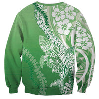 Hawaii Puakenikeni And Maile Lei Sweatshirt Green Polynesian Shark Tattoo DT05 - Polynesian Pride