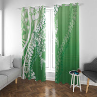 Hawaii Puakenikeni And Maile Lei Window Curtain Green Polynesian Shark Tattoo DT05