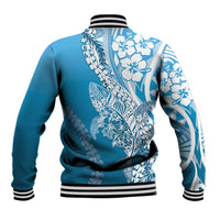 Hawaii Puakenikeni And Maile Lei Baseball Jacket Blue Polynesian Shark Tattoo DT05 - Polynesian Pride