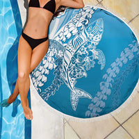 Hawaii Puakenikeni And Maile Lei Beach Blanket Blue Polynesian Shark Tattoo DT05 - Polynesian Pride