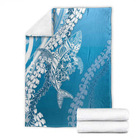 Hawaii Puakenikeni And Maile Lei Blanket Blue Polynesian Shark Tattoo DT05