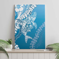 Hawaii Puakenikeni And Maile Lei Canvas Wall Art Blue Polynesian Shark Tattoo DT05 - Polynesian Pride