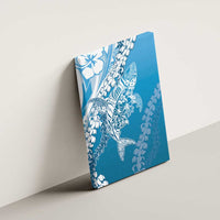 Hawaii Puakenikeni And Maile Lei Canvas Wall Art Blue Polynesian Shark Tattoo DT05 - Polynesian Pride