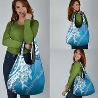 Hawaii Puakenikeni And Maile Lei Grocery Bag Blue Polynesian Shark Tattoo DT05 - Polynesian Pride
