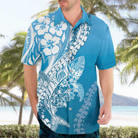 Hawaii Puakenikeni And Maile Lei Hawaiian Shirt Blue Polynesian Shark Tattoo DT05 - Polynesian Pride