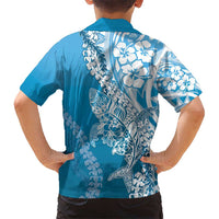 Hawaii Puakenikeni And Maile Lei Hawaiian Shirt Blue Polynesian Shark Tattoo DT05 - Polynesian Pride
