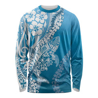 Hawaii Puakenikeni And Maile Lei Long Sleeve Shirt Blue Polynesian Shark Tattoo DT05 Unisex Blue - Polynesian Pride