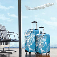 Hawaii Puakenikeni And Maile Lei Luggage Cover Blue Polynesian Shark Tattoo DT05