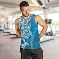 Hawaii Puakenikeni And Maile Lei Men Tank Top Blue Polynesian Shark Tattoo DT05 Blue - Polynesian Pride