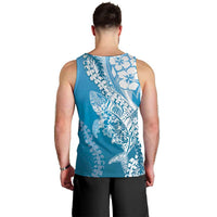 Hawaii Puakenikeni And Maile Lei Men Tank Top Blue Polynesian Shark Tattoo DT05 - Polynesian Pride