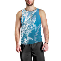 Hawaii Puakenikeni And Maile Lei Men Tank Top Blue Polynesian Shark Tattoo DT05 - Polynesian Pride