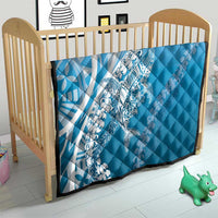 Hawaii Puakenikeni And Maile Lei Quilt Blue Polynesian Shark Tattoo DT05