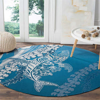 Hawaii Puakenikeni And Maile Lei Round Carpet Blue Polynesian Shark Tattoo DT05
