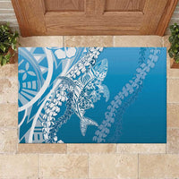 Hawaii Puakenikeni And Maile Lei Rubber Doormat Blue Polynesian Shark Tattoo DT05 Blue - Polynesian Pride