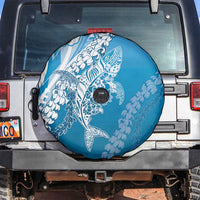 Hawaii Puakenikeni And Maile Lei Spare Tire Cover Blue Polynesian Shark Tattoo DT05