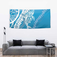 Hawaii Puakenikeni And Maile Lei Tapestry Blue Polynesian Shark Tattoo DT05