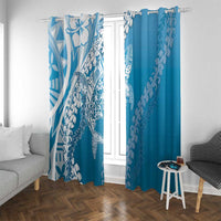 Hawaii Puakenikeni And Maile Lei Window Curtain Blue Polynesian Shark Tattoo DT05