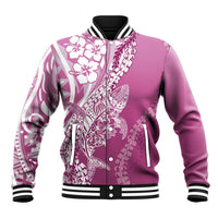 Hawaii Puakenikeni And Maile Lei Baseball Jacket Pink Polynesian Shark Tattoo DT05 Unisex Pink - Polynesian Pride