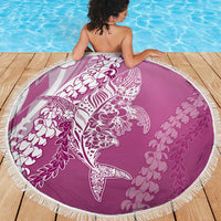 Hawaii Puakenikeni And Maile Lei Beach Blanket Pink Polynesian Shark Tattoo DT05 - Polynesian Pride