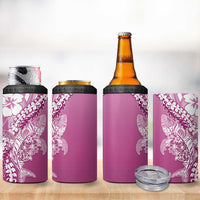 Hawaii Puakenikeni And Maile Lei 4 in 1 Can Cooler Tumbler Pink Polynesian Shark Tattoo DT05