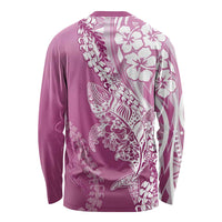 Hawaii Puakenikeni And Maile Lei Long Sleeve Shirt Pink Polynesian Shark Tattoo DT05 - Polynesian Pride