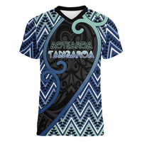 Custom Aotearoa Atua Tangaroa Women V-Neck T-Shirt God Of Ocean Koru Patterns