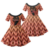 Custom Aotearoa Atua Ruaumoko Family Matching Off The Shoulder Long Sleeve Dress and Hawaiian Shirt God Of Volcanoes Koru Patterns