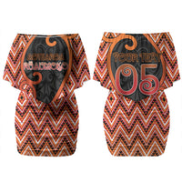 Custom Aotearoa Atua Ruaumoko Family Matching Off Shoulder Short Dress and Hawaiian Shirt God Of Volcanoes Koru Patterns