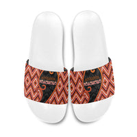 Aotearoa Atua Ruaumoko Slide Sandals God Of Volcanoes Koru Patterns