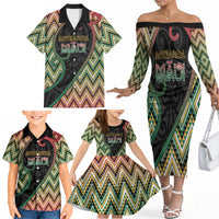 Custom Aotearoa Atua Maui Family Matching Off The Shoulder Long Sleeve Dress and Hawaiian Shirt Demigod Hero And Trickster Koru Patterns