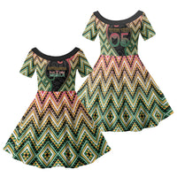 Custom Aotearoa Atua Maui Family Matching Off The Shoulder Long Sleeve Dress and Hawaiian Shirt Demigod Hero And Trickster Koru Patterns