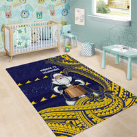 Tokelau Christmas Area Rug Santa With Tuluma Xmas Tribal Waves - Polynesian Pride