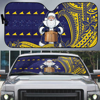 Tokelau Christmas Auto Sun Shade Santa With Tuluma Xmas Tribal Waves - Polynesian Pride