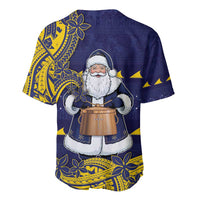Tokelau Christmas Baseball Jersey Santa With Tuluma Xmas Tribal Waves DT05 - Polynesian Pride
