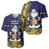 Tokelau Christmas Baseball Jersey Santa With Tuluma Xmas Tribal Waves DT05 - Polynesian Pride