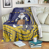 Tokelau Christmas Blanket Santa With Tuluma Xmas Tribal Waves - Polynesian Pride