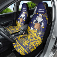 Tokelau Christmas Car Seat Cover Santa With Tuluma Xmas Tribal Waves - Polynesian Pride
