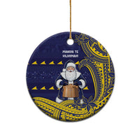 Tokelau Christmas Ceramic Ornament Santa With Tuluma Xmas Tribal Waves - Polynesian Pride