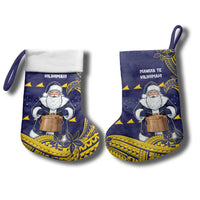 Tokelau Christmas Stocking Santa With Tuluma Xmas Tribal Waves - Polynesian Pride