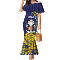 Tokelau Christmas Family Matching Mermaid Dress and Hawaiian Shirt Santa With Tuluma Xmas Tribal Waves - Polynesian Pride