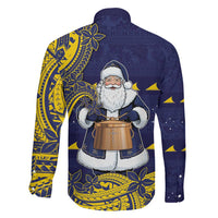 Tokelau Christmas Family Matching Off Shoulder Maxi Dress and Hawaiian Shirt Santa With Tuluma Xmas Tribal Waves - Polynesian Pride