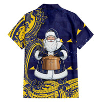 Tokelau Christmas Family Matching Off Shoulder Short Dress and Hawaiian Shirt Santa With Tuluma Xmas Tribal Waves - Polynesian Pride