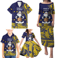 Tokelau Christmas Family Matching Puletasi and Hawaiian Shirt Santa With Tuluma Xmas Tribal Waves - Polynesian Pride