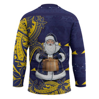 Tokelau Christmas Hockey Jersey Santa With Tuluma Xmas Tribal Waves DT05 - Polynesian Pride