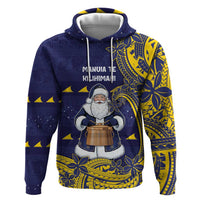 Tokelau Christmas Hoodie Santa With Tuluma Xmas Tribal Waves - Polynesian Pride